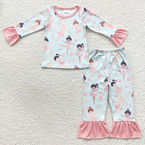 8.7 GLP0647 Girls blue long sleeve pants suit
