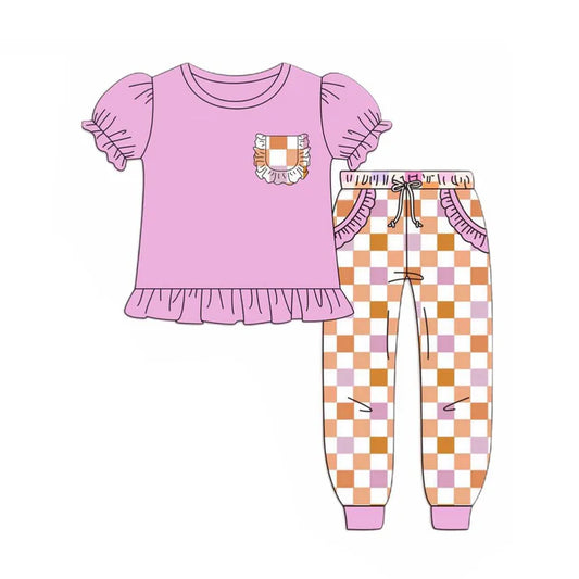 6.12 GSPO2041 Baby Boys Gray Short Sleeves Pocket Top Pockets Khaki Plaid Pant Set Preorder