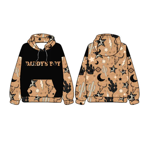 6.4 BT1016 Baby Boys Daddy's Boy Hooded Pocket Western Cactus Brown Tops Preorder
