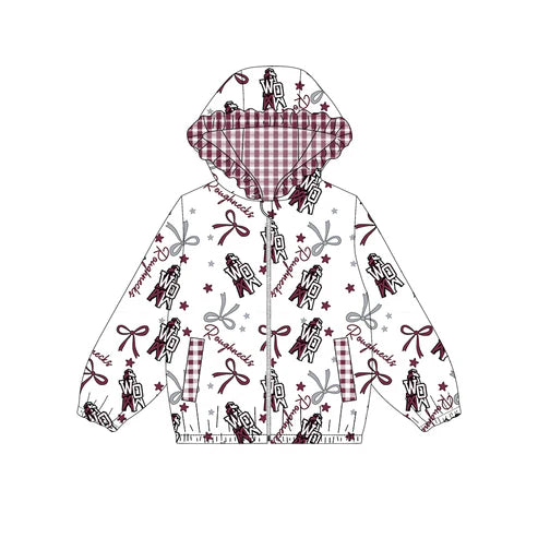 10.10 Custom Moq 5 Baby Girls Claret Roughnecks Team Zipper Hoodies Tops