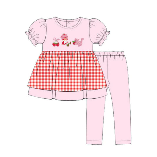 11.27 MOQ:5pcs GSPO2217 pre-order toddler girl clothes strawberry print girl spring set