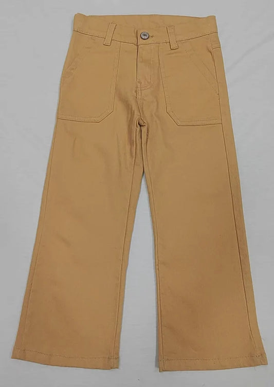 4.4 P0758 Baby Girls Yellow Pockets Denim Straight Bottom Pants Preorder