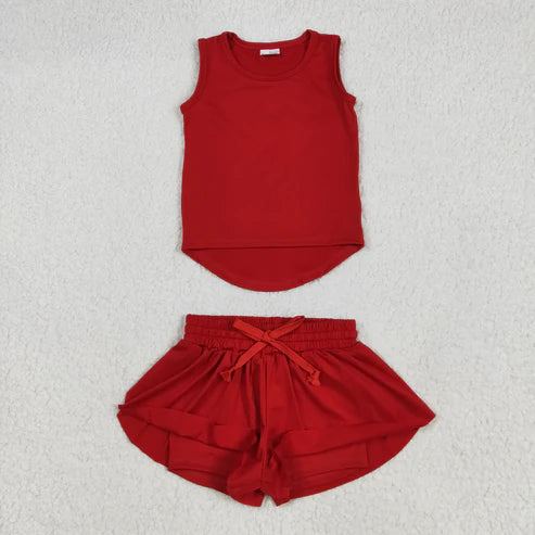 5.21 GT0981+SS0544 Baby Girls Red Sleeveless Top Skorts Set