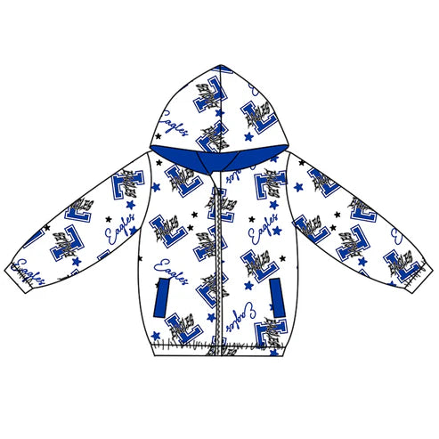 10.9 Custom Moq 5 Baby Boys Blue Eagles Team Zipper Hoodies Tops