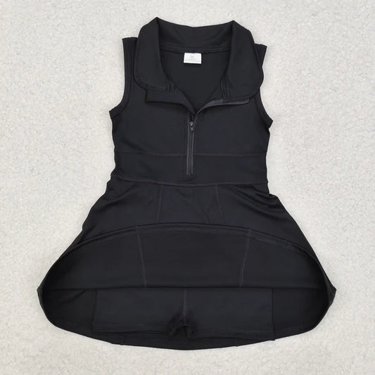 L-3.3 GSD1428 Baby Girls Black Athletic Active Wear Knee Length Dress