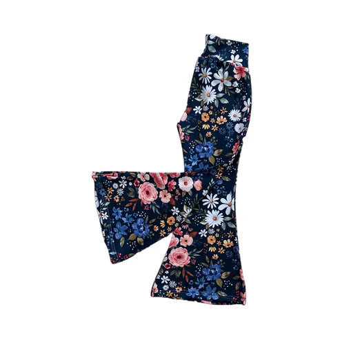 9.30 P0883 Baby Girls Flowers Bell Bottom Pants Preorder