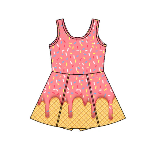 4.17 GSD2428 Baby Girls Peach Ice-cream Drip Yoga Skort Knee Length Dresses Preorder