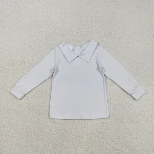 9.3 BT0820 Baby Boys Long Sleeve White Back Button Tee Shirts Tops