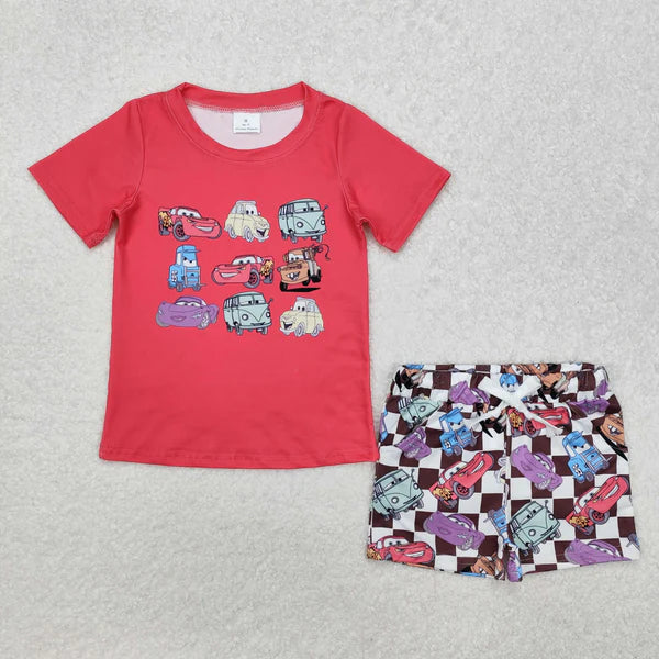 BSSO1159 Baby Boys Car Racing Shirt Summer Shorts Clothes Set