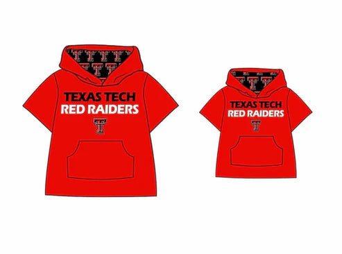 5.6  Baby Boys Red Short Sleeves RAIDERS T Pocket Hoodie Top preorder(moq 3)
