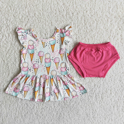 4.28 RTS NO MOQ A16-22 Ice cream top rose red pants briefs set