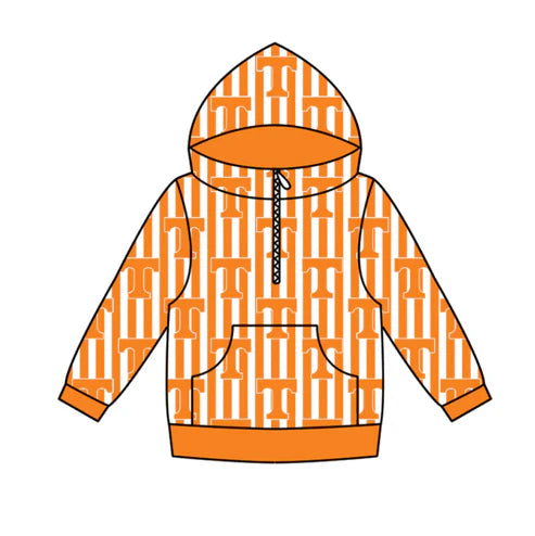 11.4 Custom Moq 8 Baby Boys Zipper Pockets Orange Stripe T Team Hoodies Top