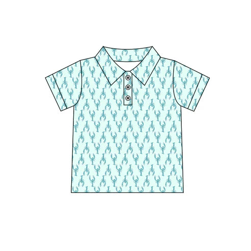 BT1114 Baby Boys Blue Crawfish Short Sleeve Pullovers Tops Preorder