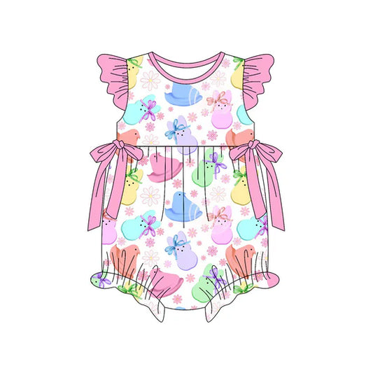 12.22 MOQ:5pcs SR3831 pre-order baby girl clothes rabbit print toddler girl easter summer bubble