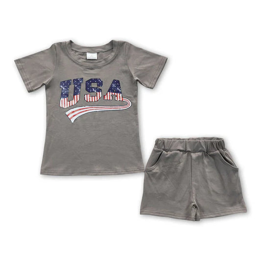 3.11  BSSO0202 toddler girl clothes USA july 4th patriotic outfit