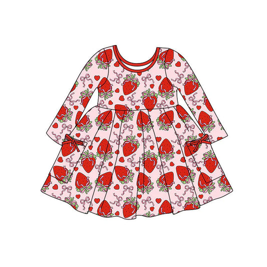 11.11 MOQ:5pcs GLD1489 pre-order toddler girl clothes strawberry print girl Valentine dress