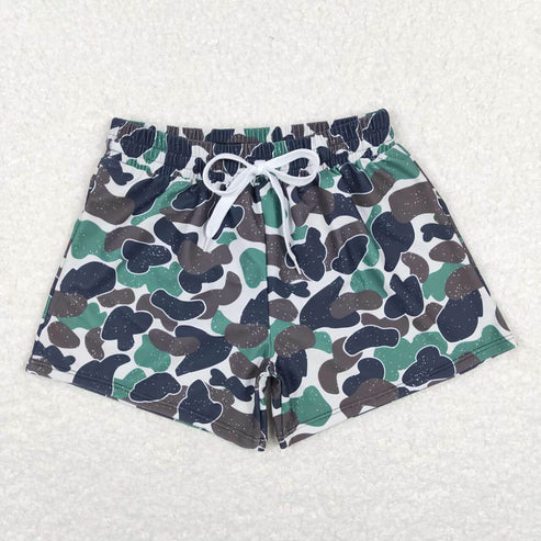 S0218 brown green camouflage beige swimming trunks