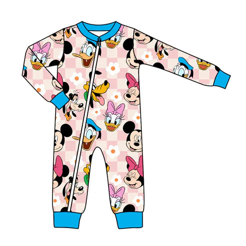 6.20 Custom Moq 3 Baby Kids Cartoon Mouse Long Sleeve Zip Rompers