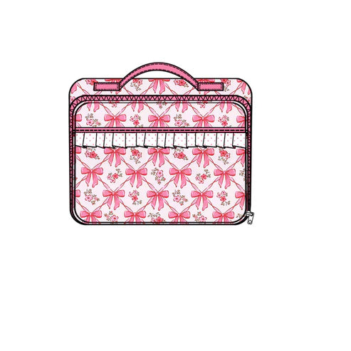6.27 BA0326 Baby Kids Pink Bows Flowers Plaid Zipper Lunch Boxes Preorder