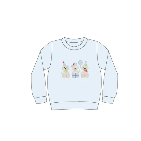 6.28 No moq BT1280 pre-order toddler boy clothes Christmas puppy light blue long Sleeve Top
