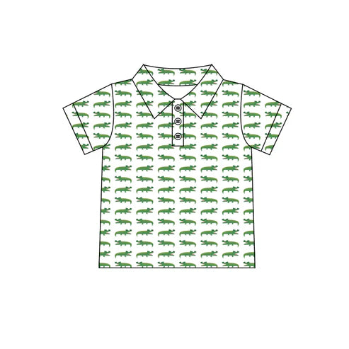 BT1115 Baby Boys Green Crocodile Short Sleeve Pullovers Tops Preorder