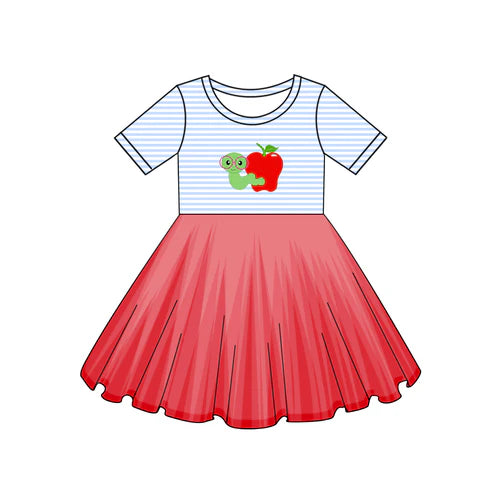 GSD2156 Baby Girls Bookworm Back To School Apple Knee Length Tutu Dresses Preorder