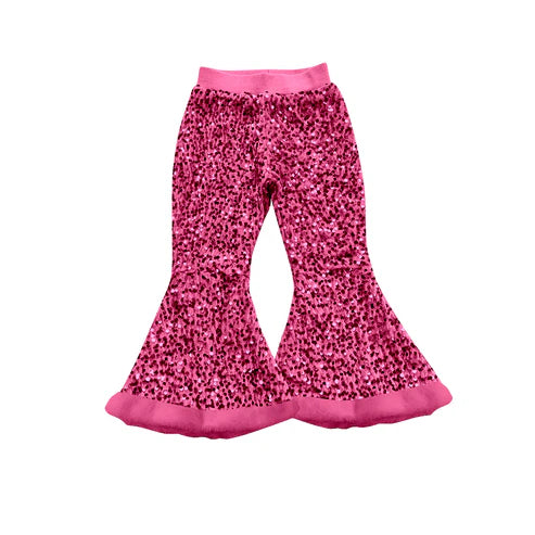 7.26 P0795 Baby Girls Hot Pink Sequin Bell Bottom Pants Preorder