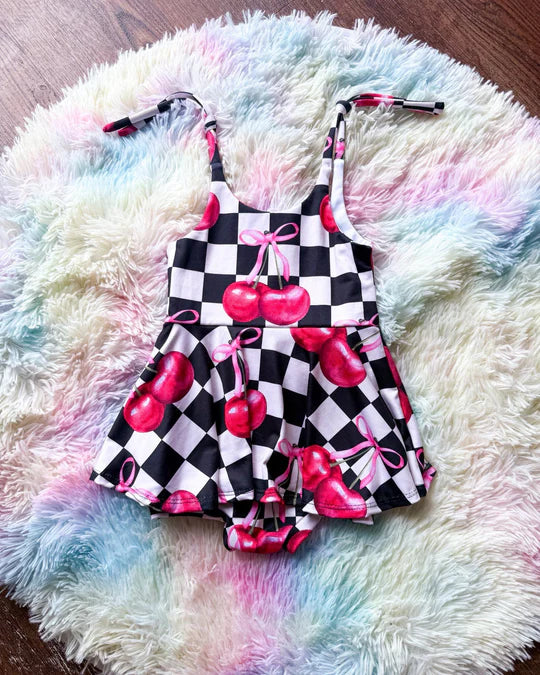 12.26 MOQ:5pcs SR3854 pre-order baby girl clothes cherry print toddler girl summer bubble
