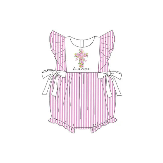 12.12 MOQ:5pcs SR3800 pre-order baby girl clothes cross print toddler girl easter summer bubble