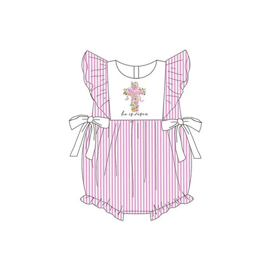 12.12 MOQ:5pcs SR3800 pre-order baby girl clothes cross print toddler girl easter summer bubble