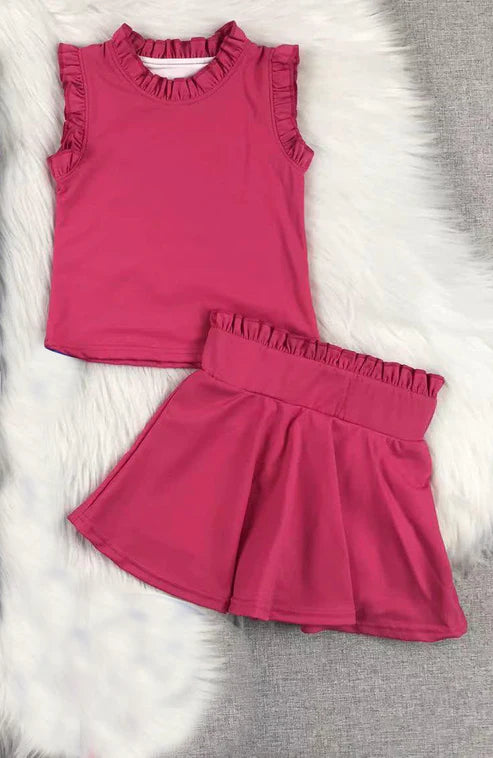 4.12 GSD2390 Baby Girls Hot Pink Sleeveless Top Skort Yoga Set Preorder