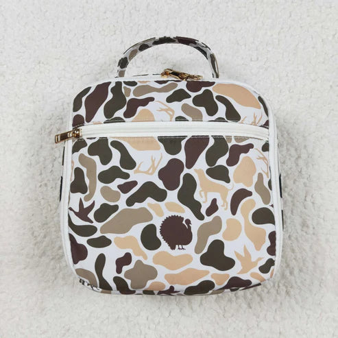 8.13 BA0305 Green Deer Western Camo Print Zipper Lunch Bags