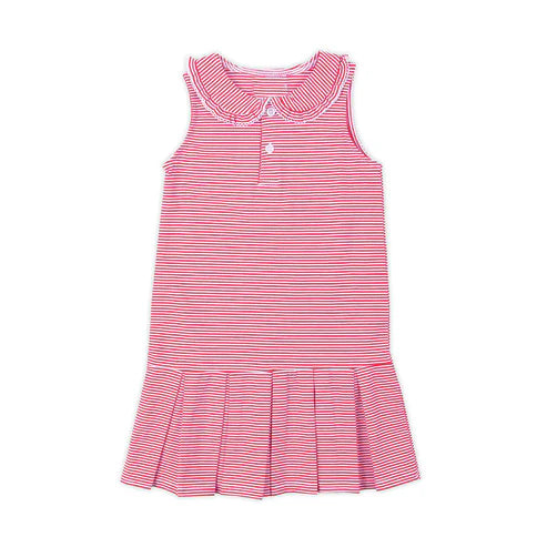 6.7 GSD2638 Baby Girls Sleeveless Button Hot Pink Stripes Knee Length Dresses Preorder