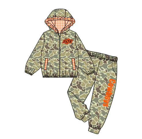 10.11 Custom Moq 8 Baby Girls Camo Zipper Hoodie Top OSU Team Clothes Set
