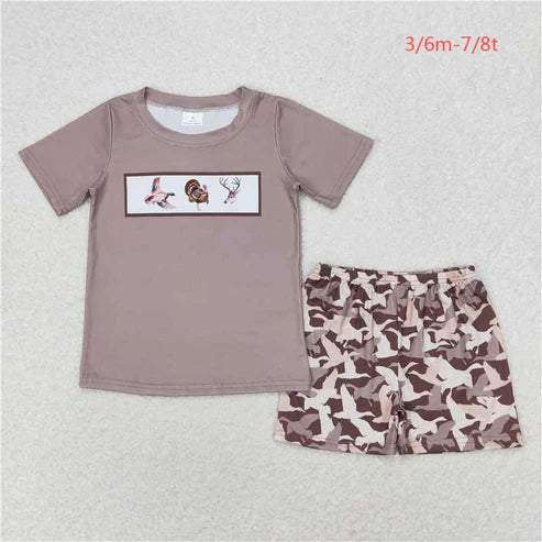 BSSO0953 Duck Turkey deer brown short sleeve shorts suit
