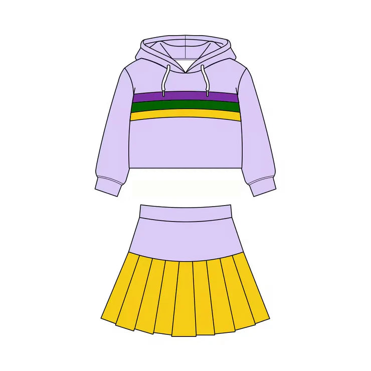11.24 MOQ：5pcs GLD1534 pre-order baby girl clothes mardi gras toddler girl yoga skirt outfit