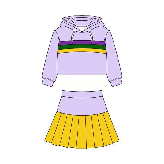 11.24 MOQ：5pcs GLD1534 pre-order baby girl clothes mardi gras toddler girl yoga skirt outfit