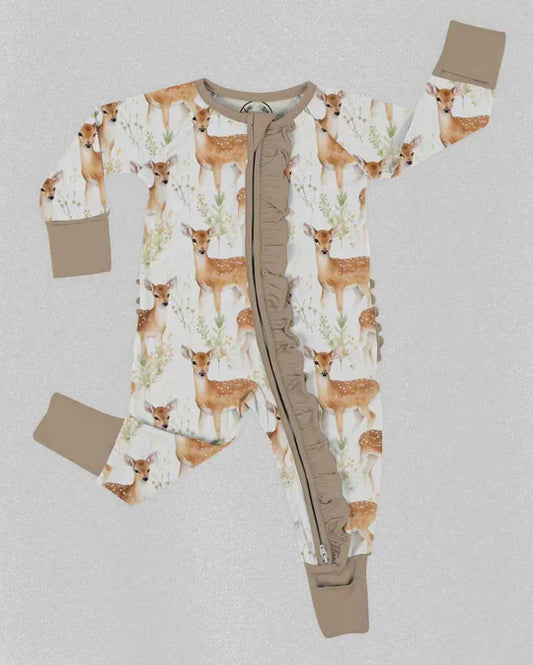 12.11 MOQ:5pcs LR2988 pre-order baby girl clothes deer print toddler girl winter romper