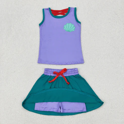 5.3 Sibling 10(7) Colors Baby Girls Princess Castles Shirt Skorts Skirts Outfits