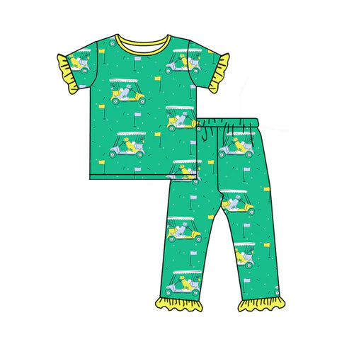 GSPO1854 Baby Girls Golf Cart Tops Pants Pajamas Clothes Sets Preorder