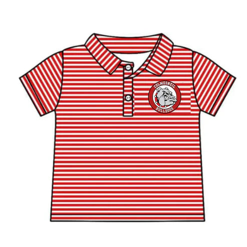 8.8 Custom Moq 5 Baby Boys Red Stripes Bulldogs Team Short Sleeve Tee Pullovers Shirts Tops