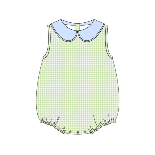 11.12 MOQ:5pcs SR3512 pre-order baby boy clothes green gingham boy summer bubble