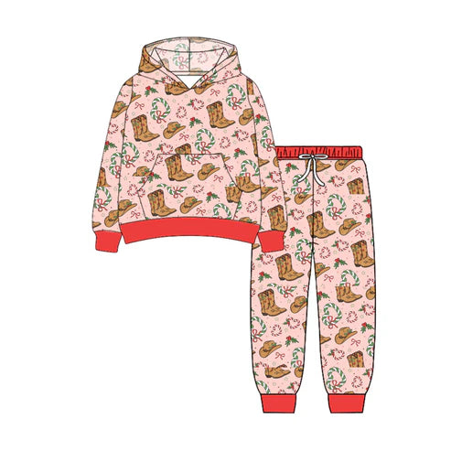 6.28 NO MOQ sales GLP2544 Pre-order baby girl clothes Christmas hooded long sleeve pants sets-（副本）