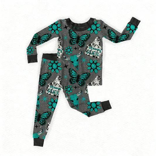 12.25 MOQ:5pcs GLP3254 pre-order toddler girl clothes butterfly print girl winter set