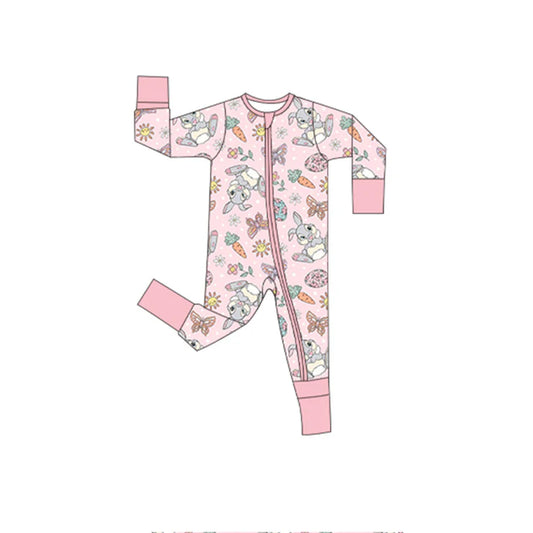 11.11 MOQ:5pcs LR2891 pre-order baby girl clothes rabbit girl easter romper