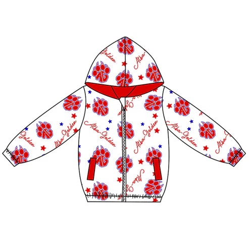 10.10Custom Moq 5 Baby Boys Footballs Touch Down Pocket Zipper Team Hoodies Top