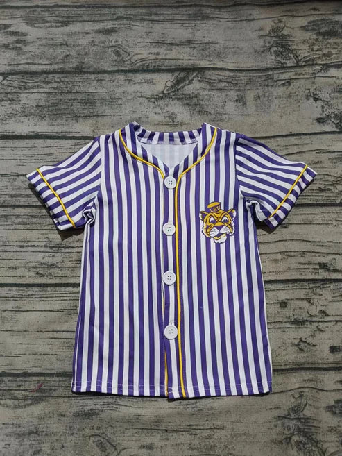 5.2  Baby Boys Tiger Baseball Team Purple Stripes Shirt Preorder(moq 3)