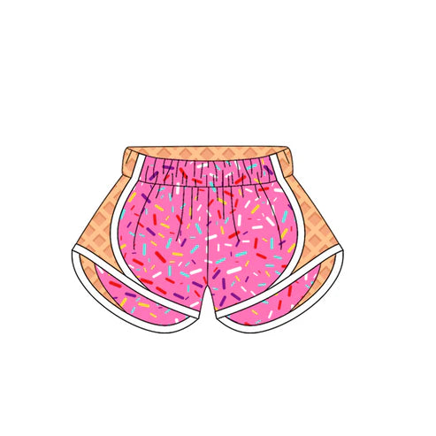4.17  SS0574 Adult Women Pink Ice-cream Drip Yoga Shorts Bottoms Preorder
