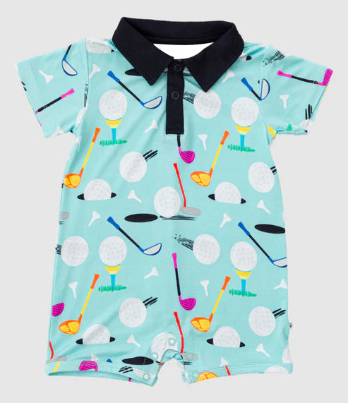 6.19 SR3086 Baby Boys Short Sleeves Golf Button Rompers Preorder