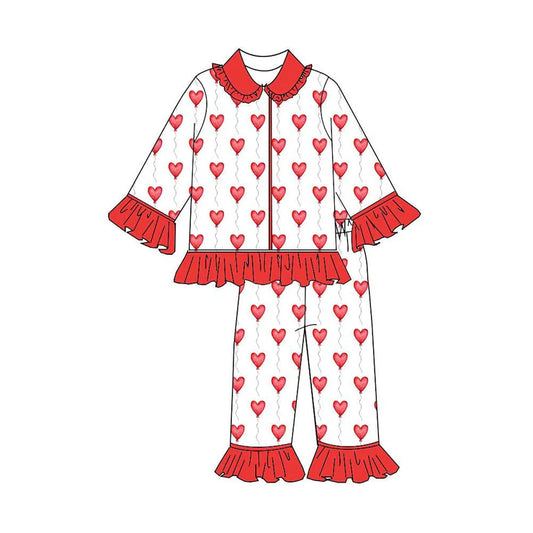 11.14 MOQ:5pcs GLP3152 pre-order toddler girl clothes heart print girl Valentine winter set